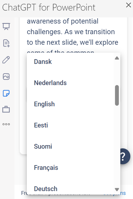 speaker notes translation