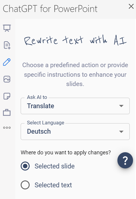 rewrite text feature for powerpoint translation from Apps Do Wonders
