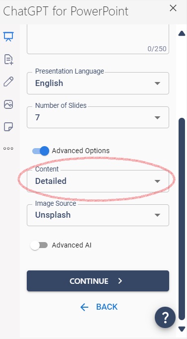 detailed content prompt example for chatgpt for powerpoint add-in