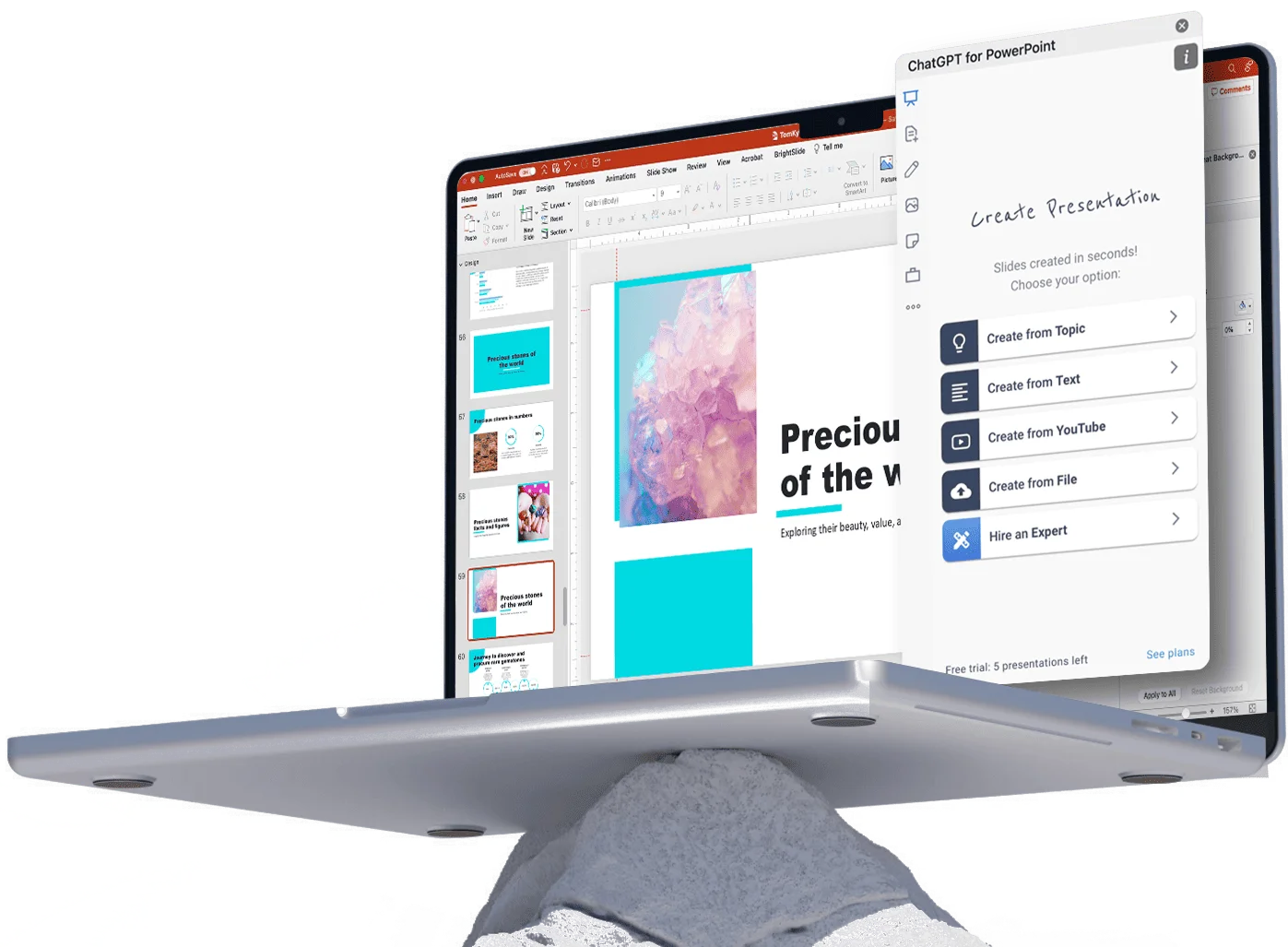 A laptop positioned on a desk, with its screen open and visible, showcasing a workspace setup.