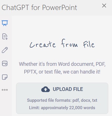 create from file screen on twistly add-in