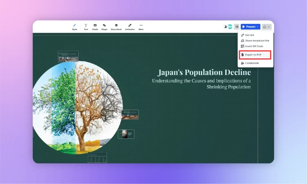 import your prezi presentation as a pdf file