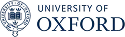 Logo of the University of Oxford in blue with a circular emblem on the left.