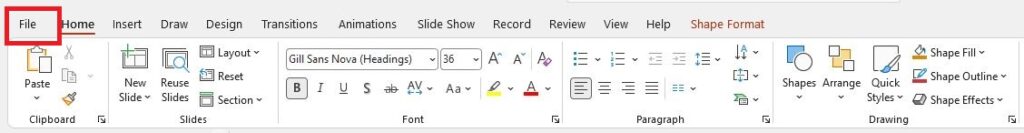 File from PPT menu