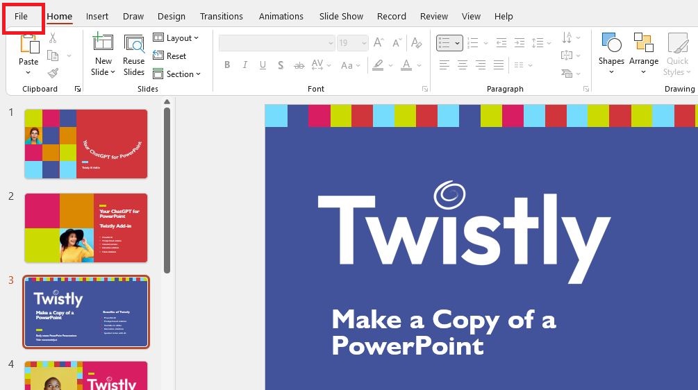 File option in PowerPoint