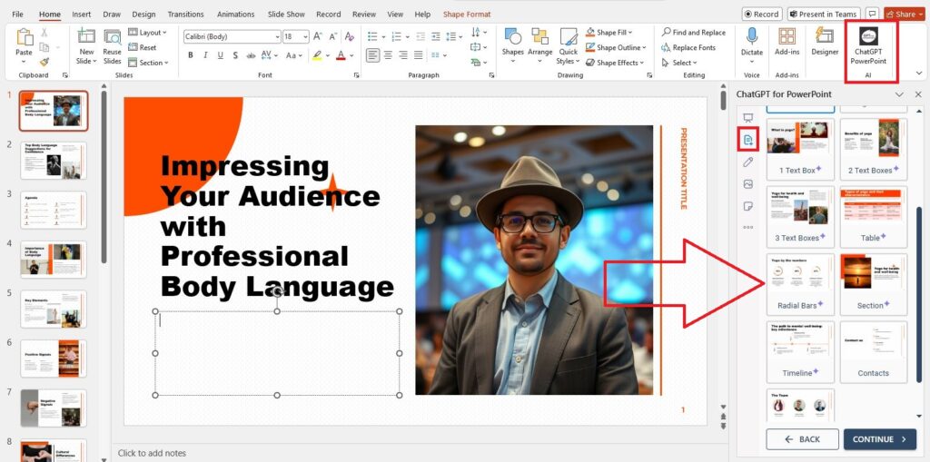 add new slide with Twistly