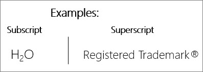 examples of super and subscripts