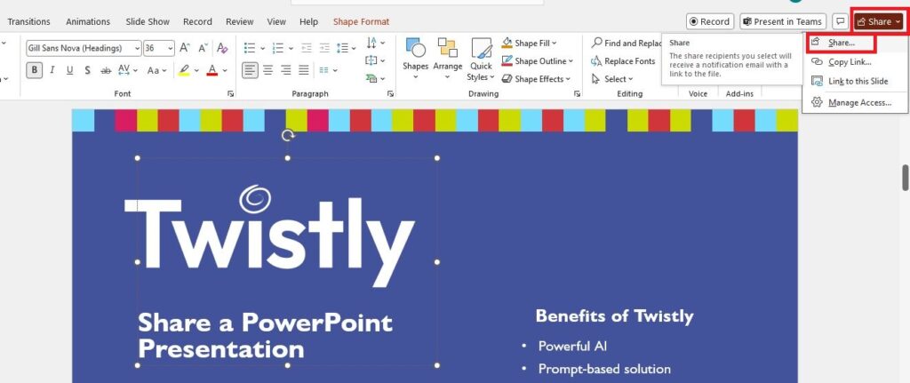 share a PPT from PowerPoint