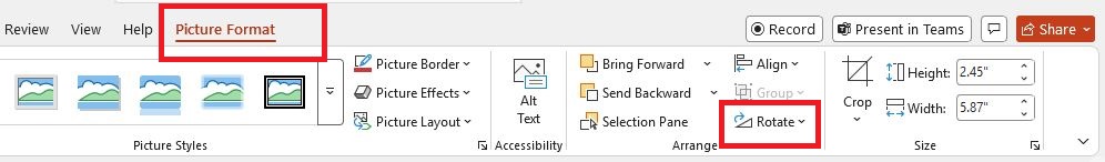 picture format tab