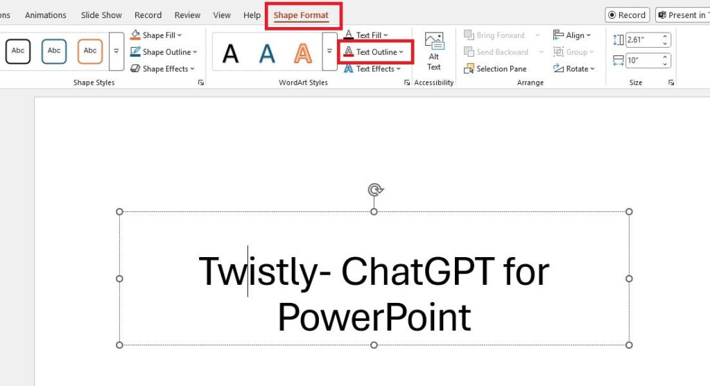 shape format option in PPT