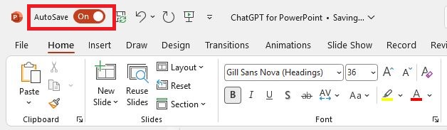 auto save is on