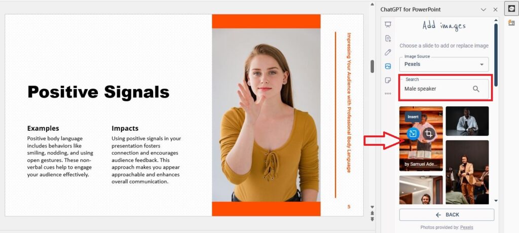 insert image to the slide