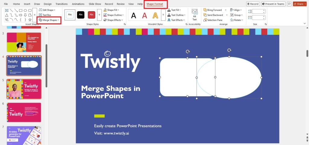 select and merger shapes