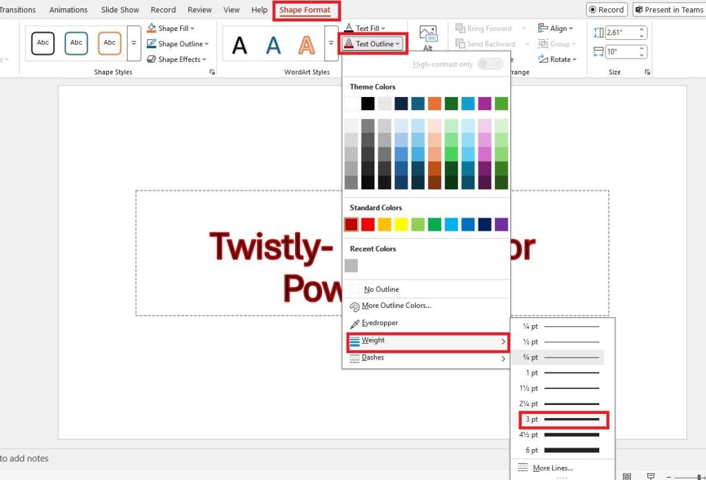 make outline text thicker