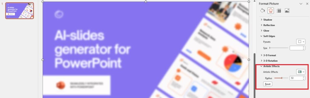 change radius of blur in PPT
