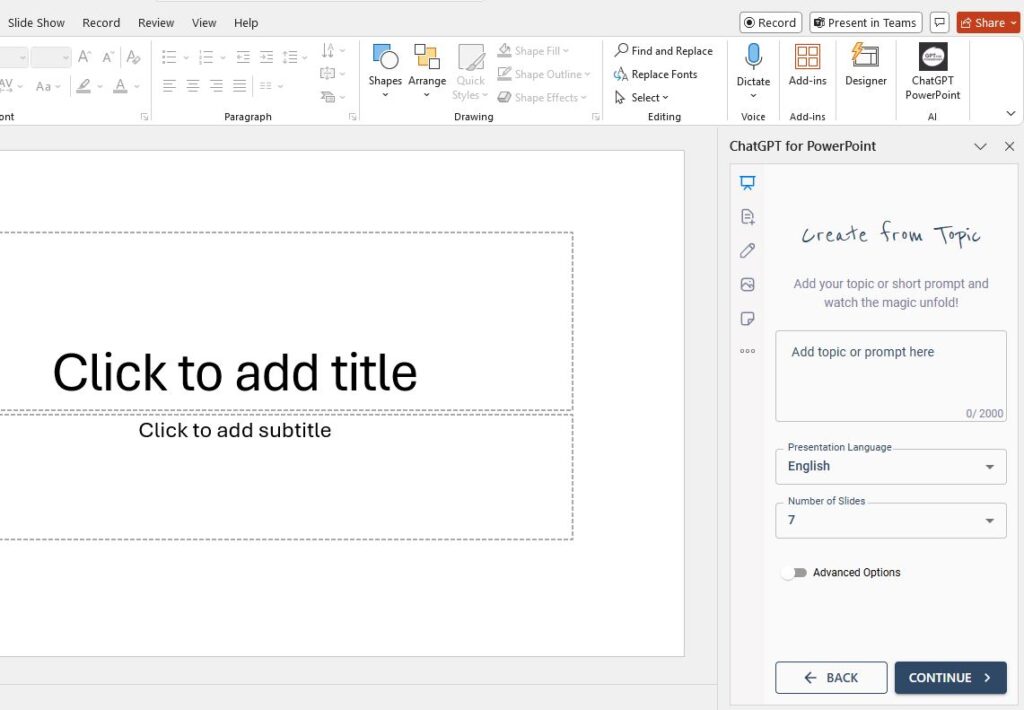 create PPT from topic