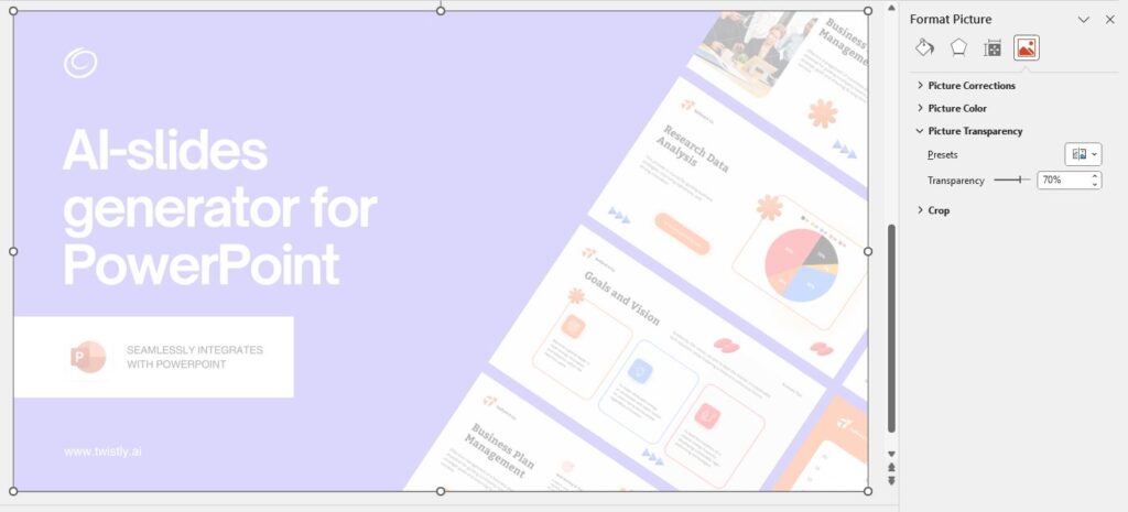 drag the transparency bar