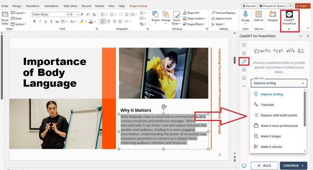 rewrite text with AI