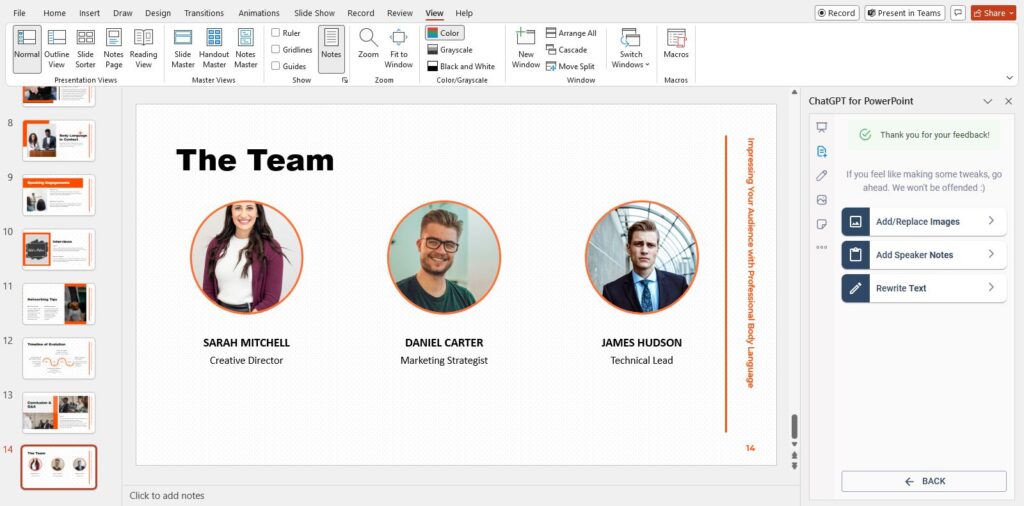 team member slide