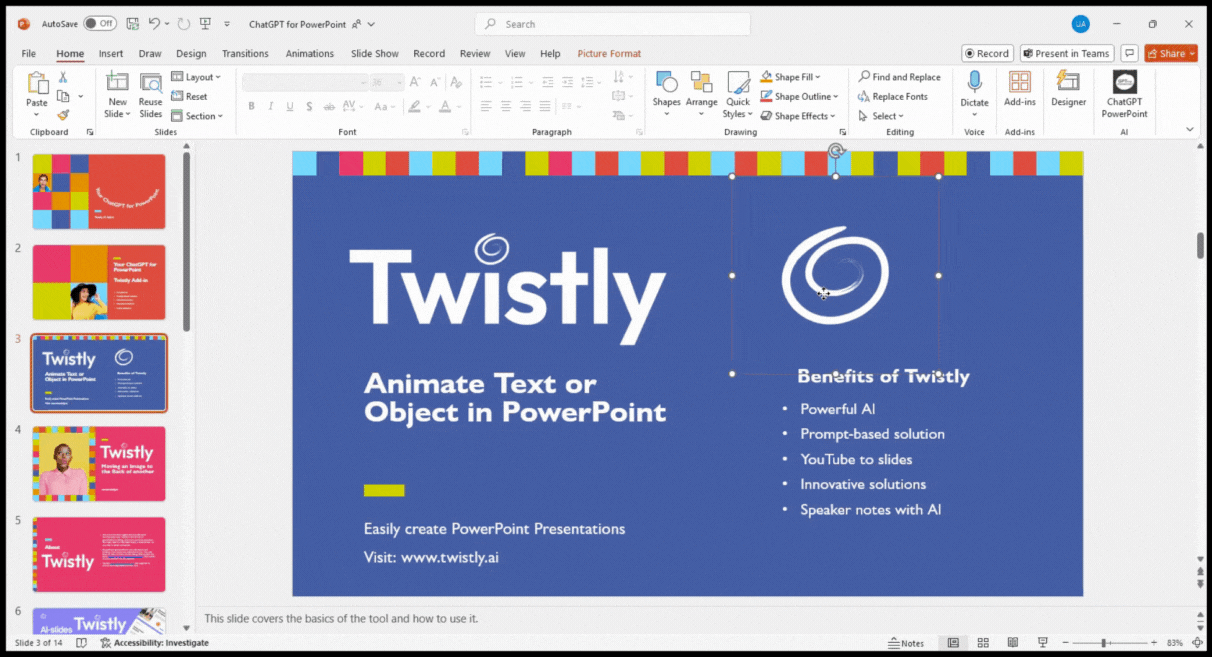 animate object in PPT