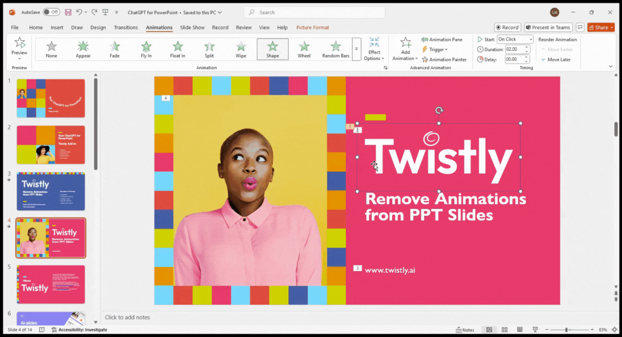 remove all animations in ppt