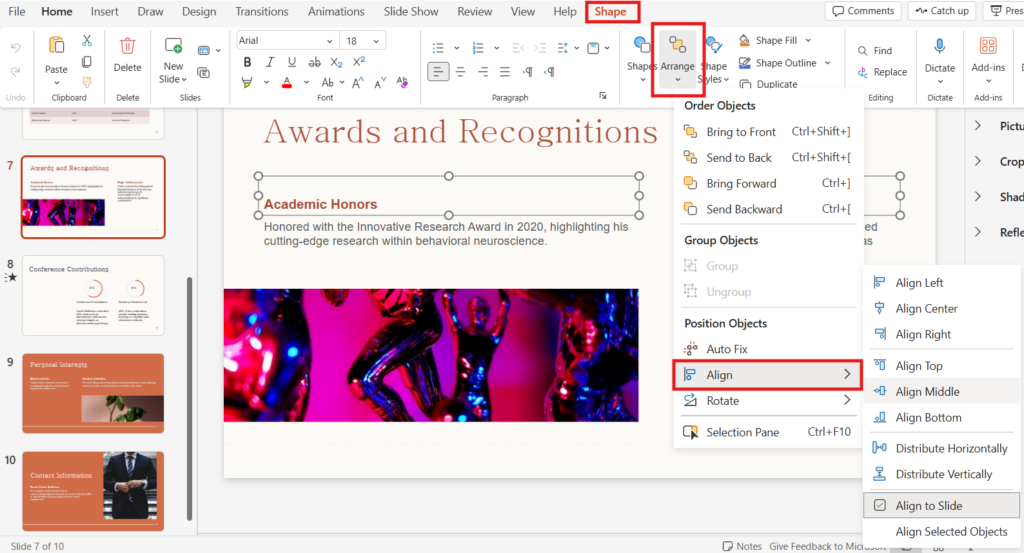 text align function in powerpoint online