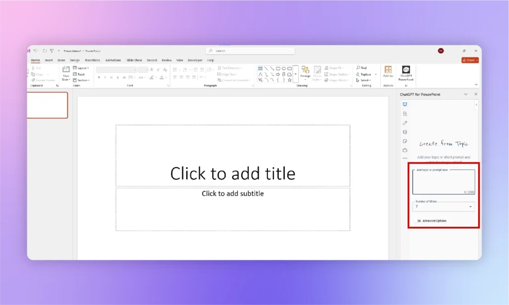 enter prompt and select slide number in Twistly