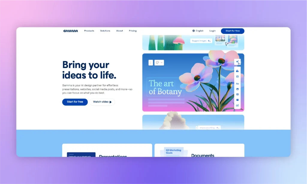gamma ai homepage snapshot