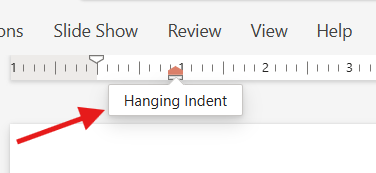 using the ruler in powerpoint to create a hanging indent