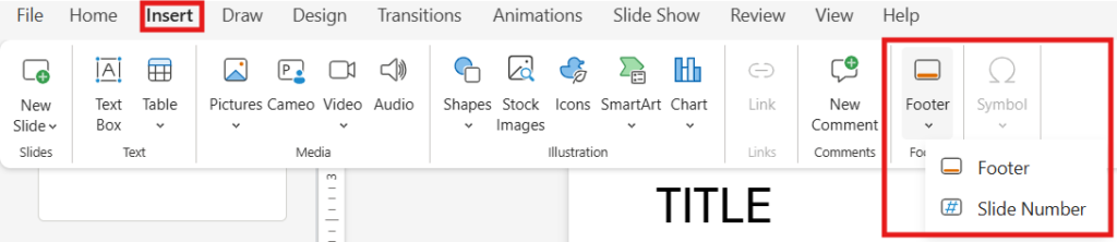 where to insert footer in powerpoint