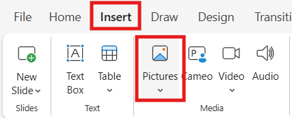 insert pictures for poster making in powerpoint