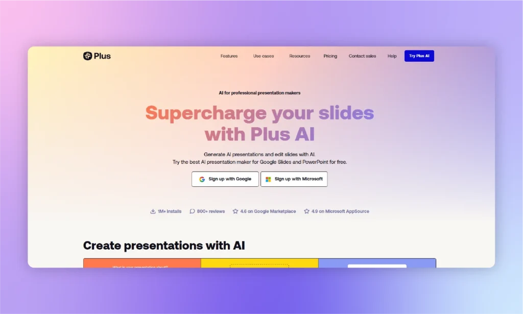 plusai homepage snapshot