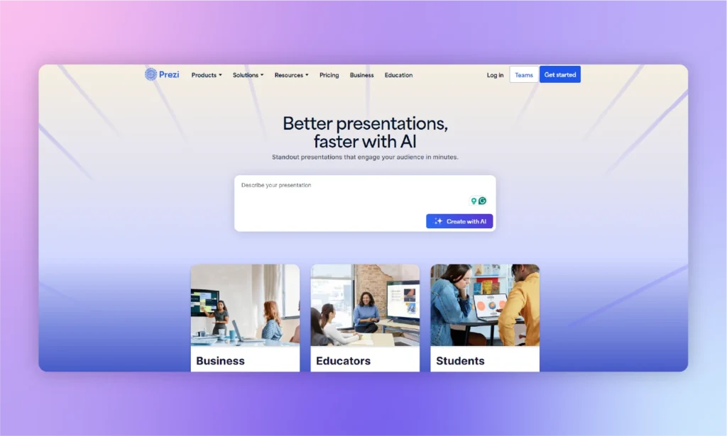prezi homepage snapshot