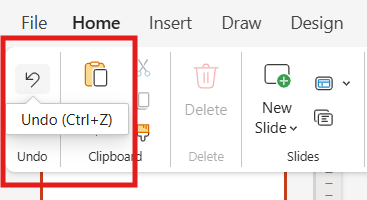 undo button in powerpoint online