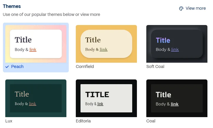 picking presentation theme on gamma ai
