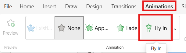 animation tab screenshot in powerpoint