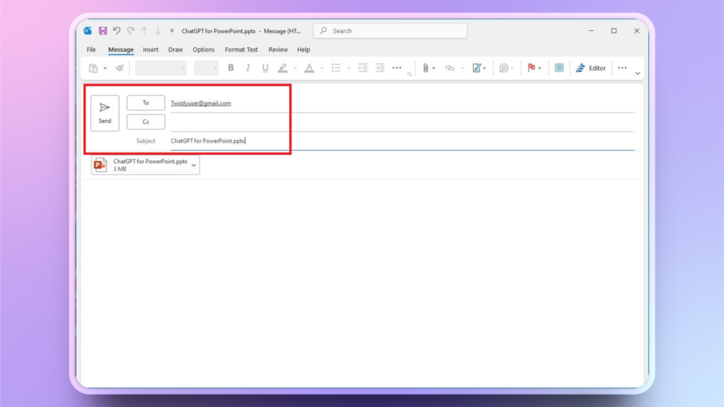 steps to Send PowerPoint Presentation Via Email