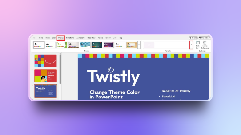 design tab in PowerPoint
