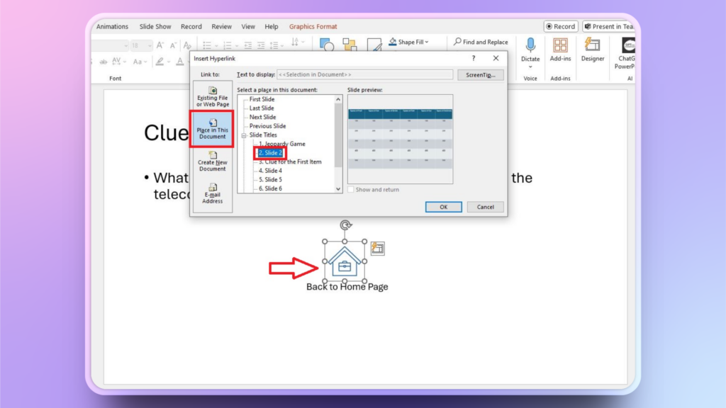 steps to create a jeopardy game in PowerPoint