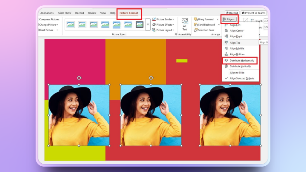 equally distant images in PPT