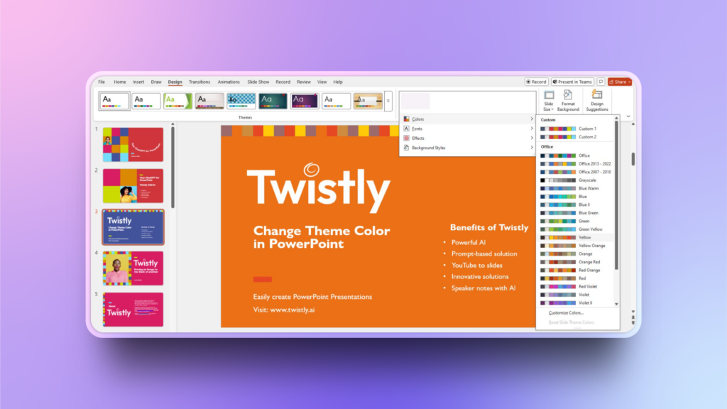 changed color of theme