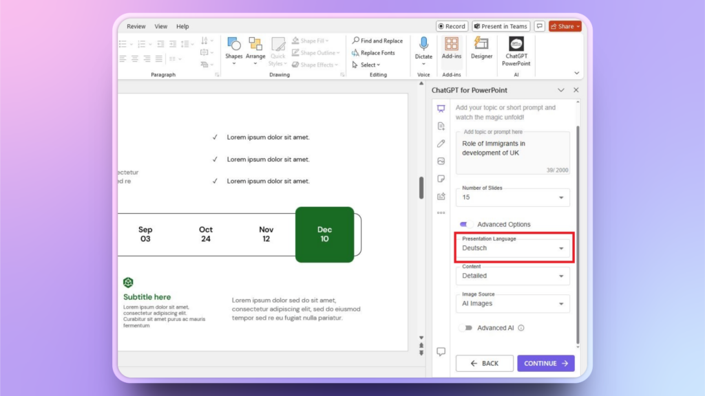 multilingual PowerPoint presentation
