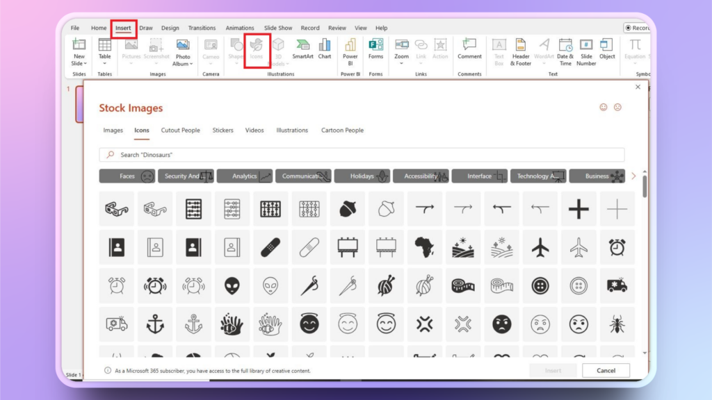 curved arrow in PowerPoint in icons