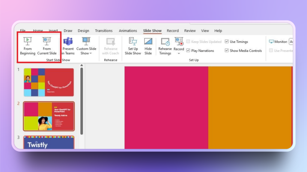 start the slideshow PPT