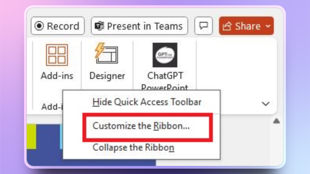 display developer tab in PowerPoint