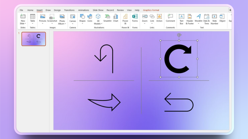 curved arrow in PowerPoint