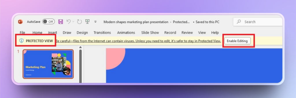 how to enable editing in PowerPoint