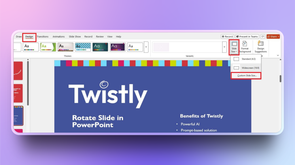 how to rotate slides in PowerPoint
