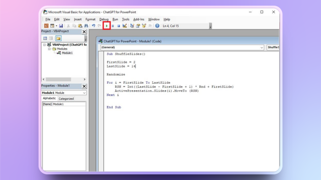 run macro code