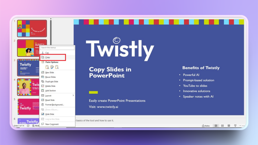 copy slides from PowerPoint